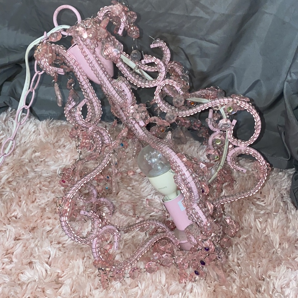 Plug In Pink Mini Chandelier
